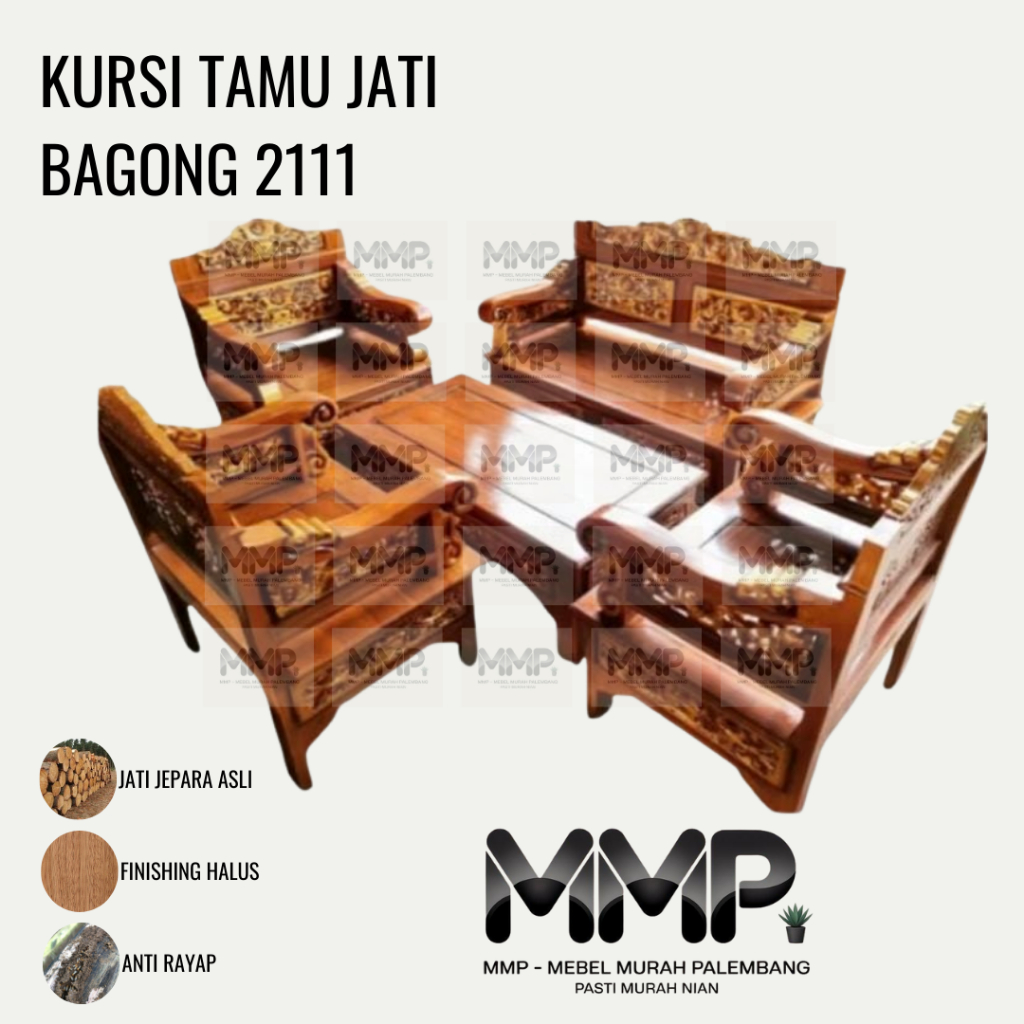Kursi Tamu Jati Bagong 2111 | Kursi Sofa Tamu Jati Asli Jepara Murah Palembang