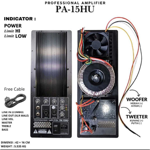 Kit Power / Mesin Speaker Active PA-15HU Power Max 1000 Watt