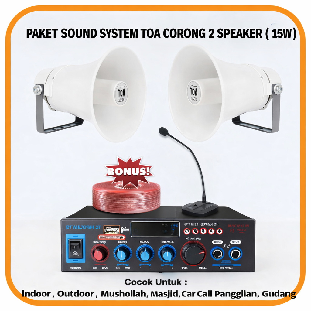 PAKET TOA MASJID DAN MUSHOLA SPEAKER CORONG TOA + MIC MEJA KUTBAH