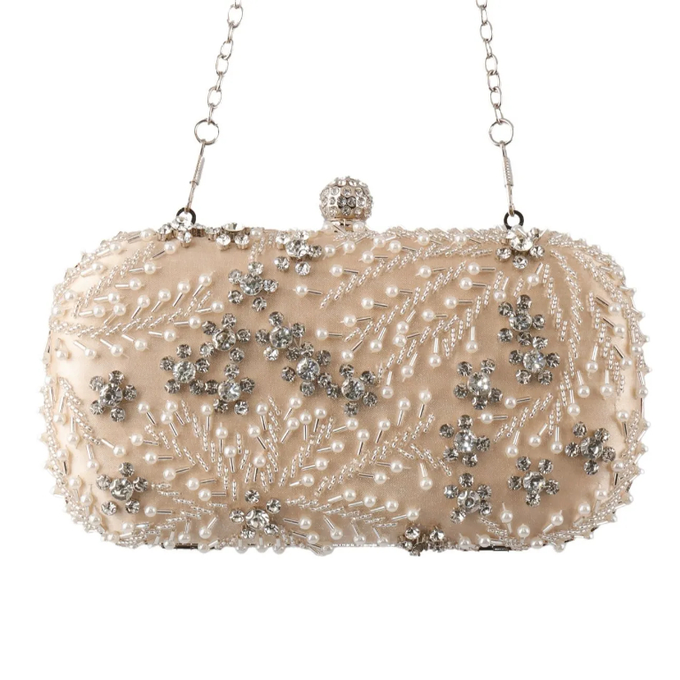 clutch Gold/Silver Kristal  Bunga Mewah Kondangan tas pesta Tas Pesta  Party Clutch  Tas Wanita Wome