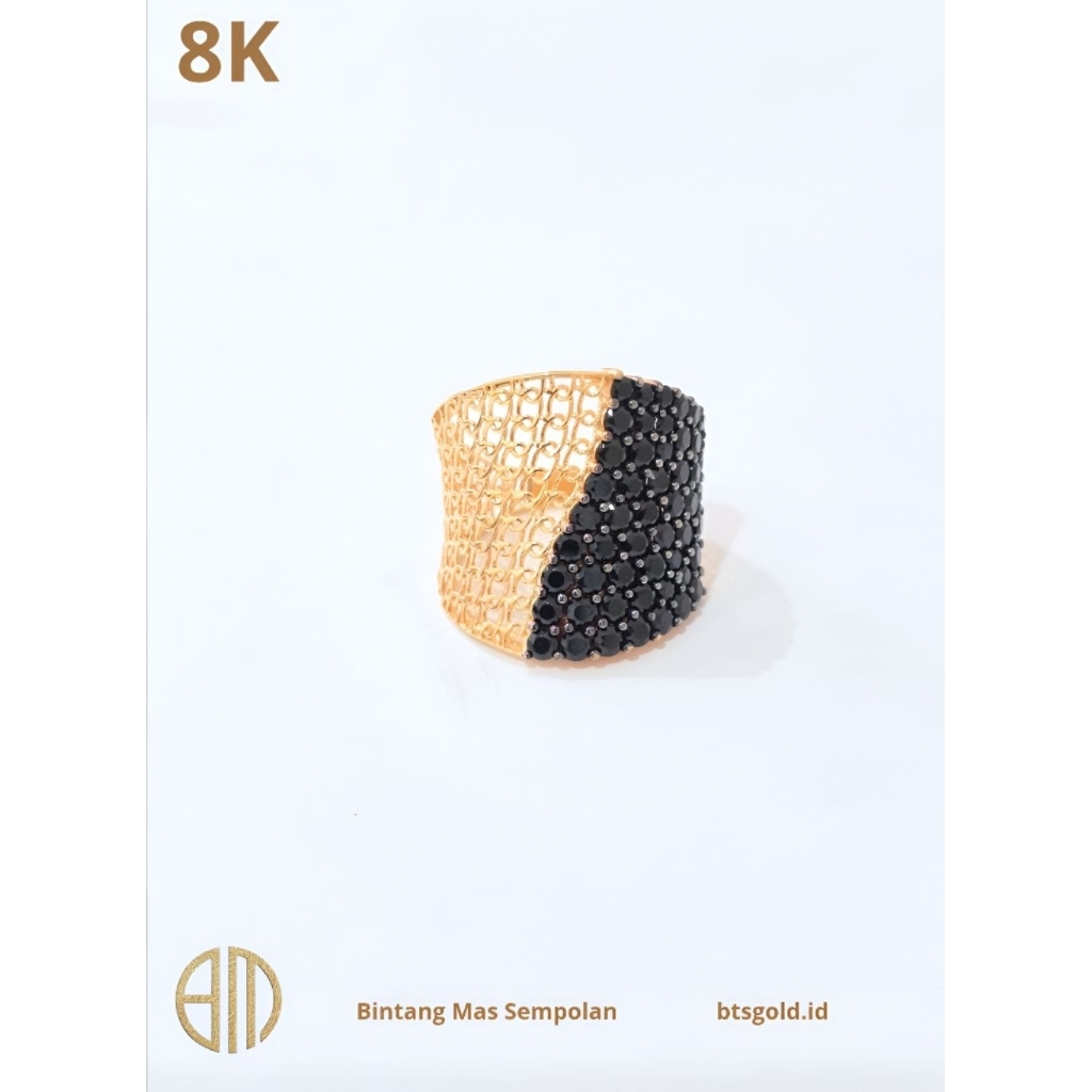 CINCIN DUBAI PAGAR PERMATA HITAM EMAS ASLI