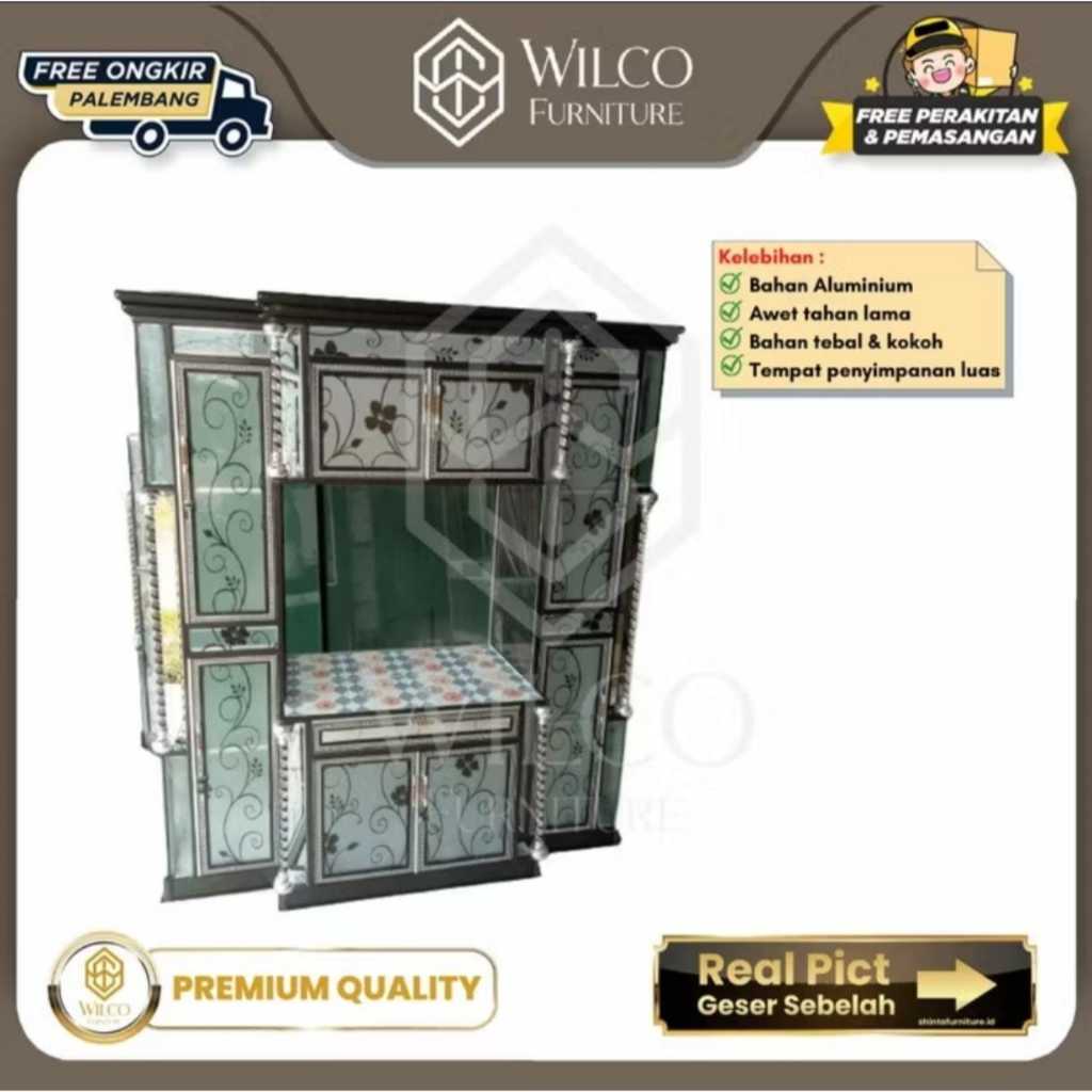 Lemari Hias Alumunium + Meja TV | Lemari Hias Ruang Tamu Mewah