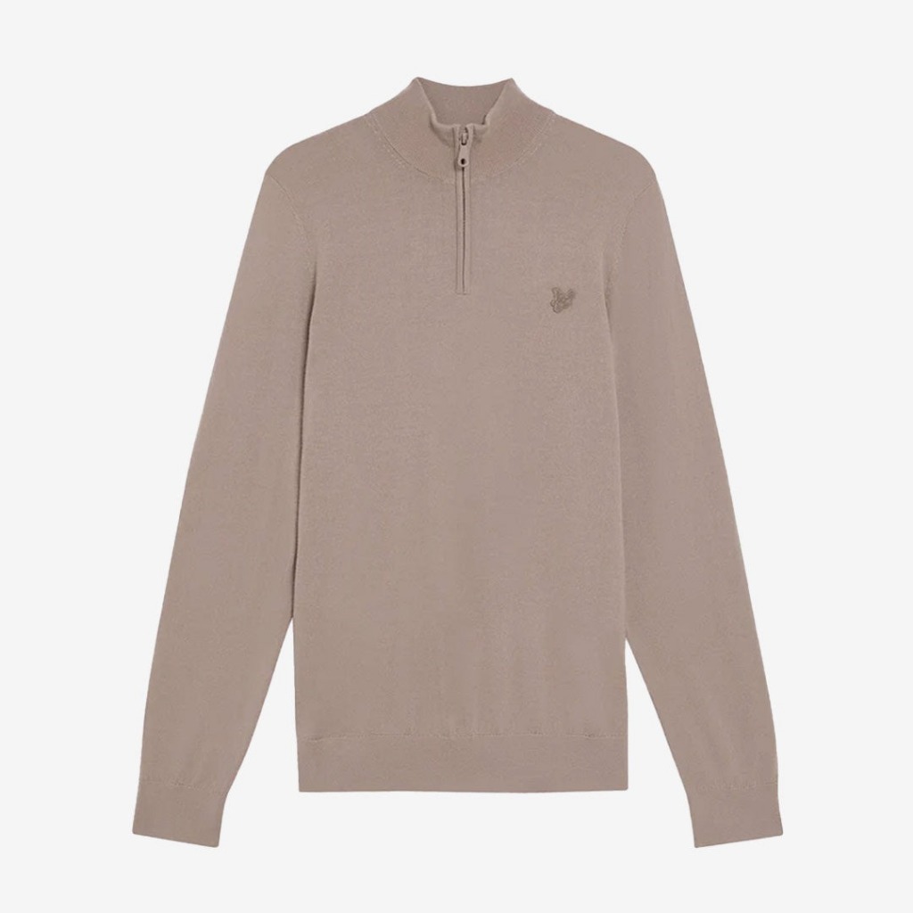 Lyle & Scott Tonal Eagle Merino Quarter Zip Jumper (Cinder) Original