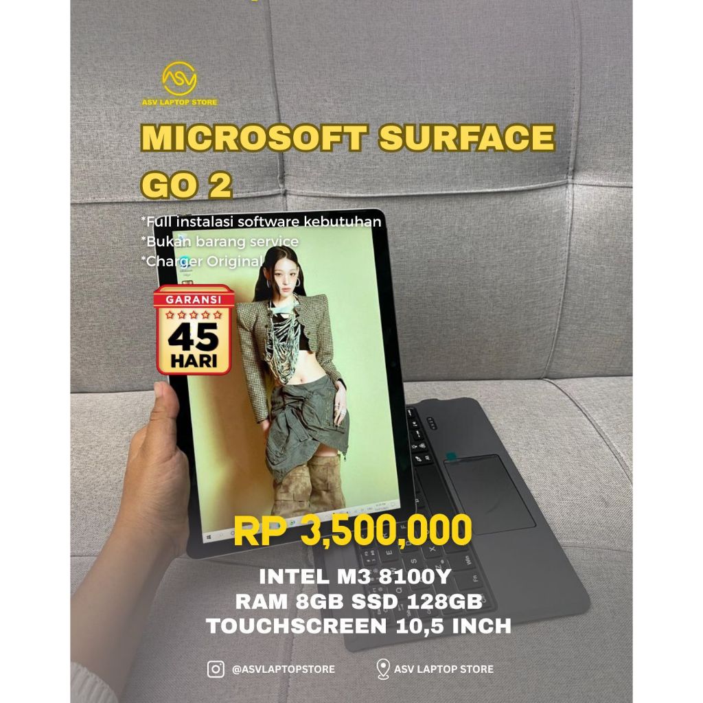 MICROSOFT SURFACE GO 3 2 1 CORE M3 8100Y I3 PENTIUM LAPTOP TABLET 2 IN 1 EDITING MURAH ORIGINAL NOT 