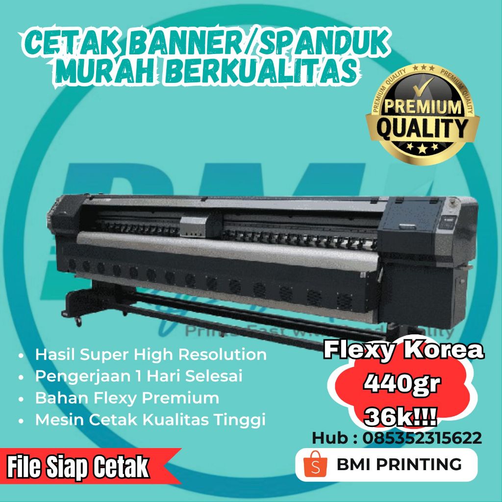 Cetak Spanduk/Banner costum bahan flexy korea 440gr