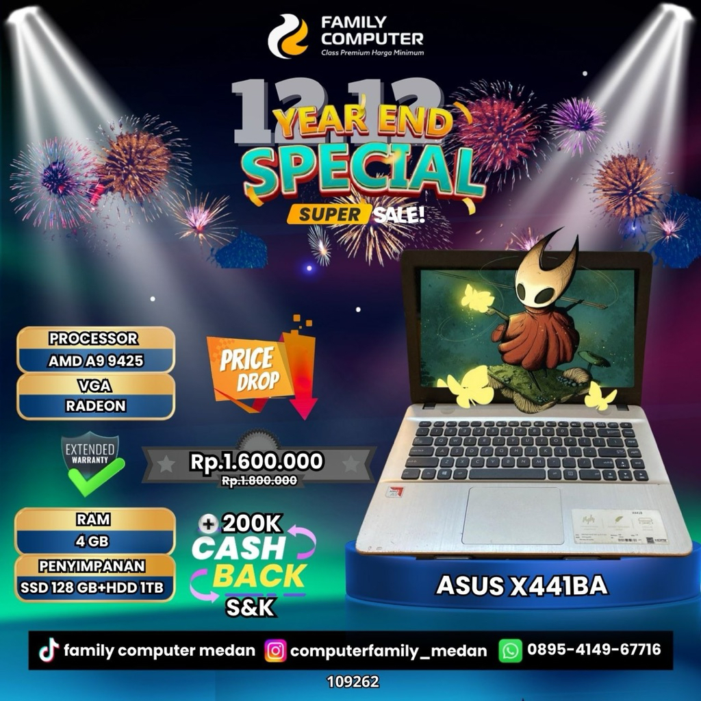 LAPTOP ASUS X441BA | AMD A9-9425 | RAM 4GB | SSD 256GB