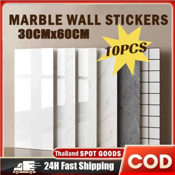 10PCS Wallpaper Dinding VINYL Marble 30 x 60cm 3D Keramik Marbel Granit untuk Dapur dan Kamar Mandi
