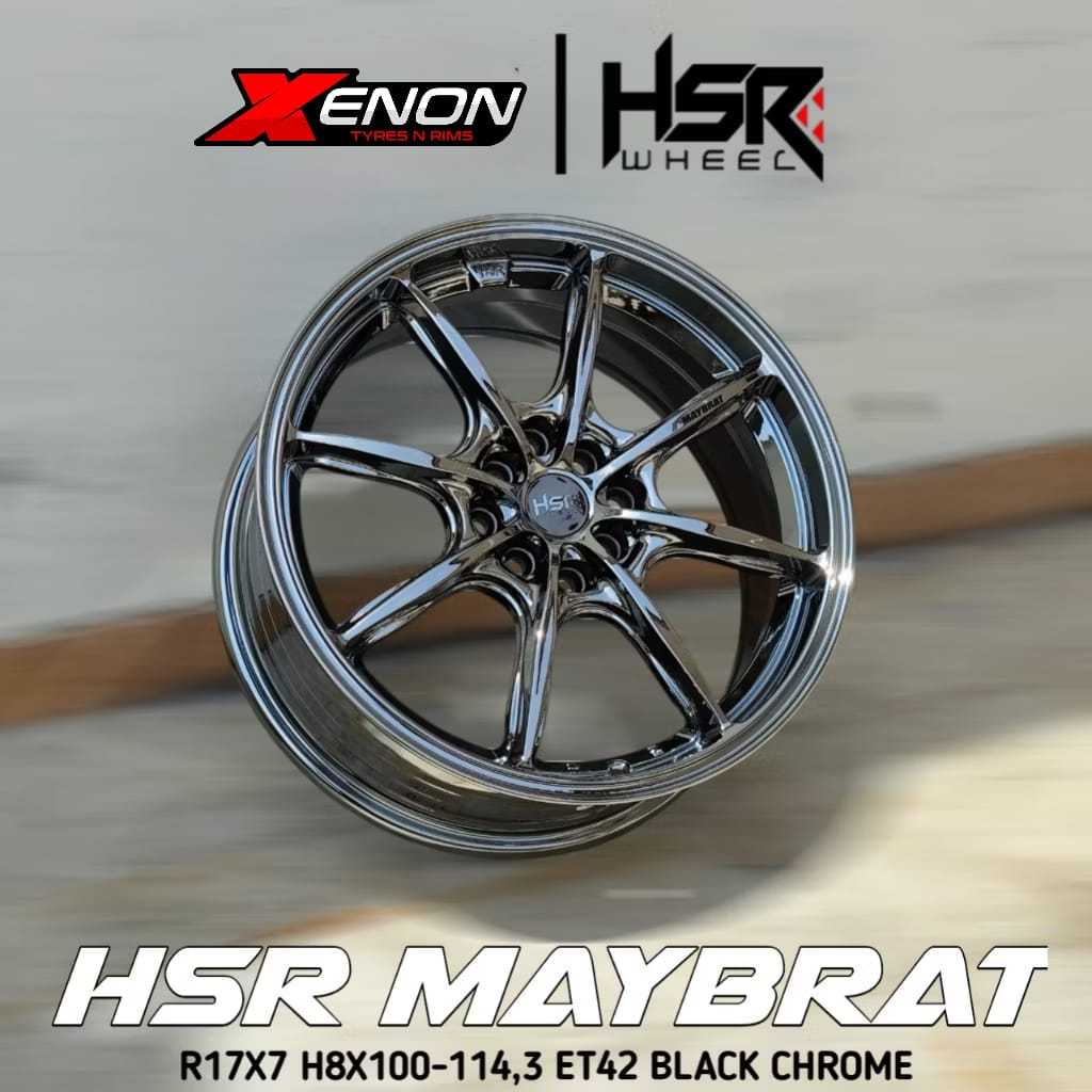 Velg Mobil Untuk Mobilio Vios City Freed Livina Avanza Ring 17 Inch || HSR MAYBRAT R17 BLACK CHROME