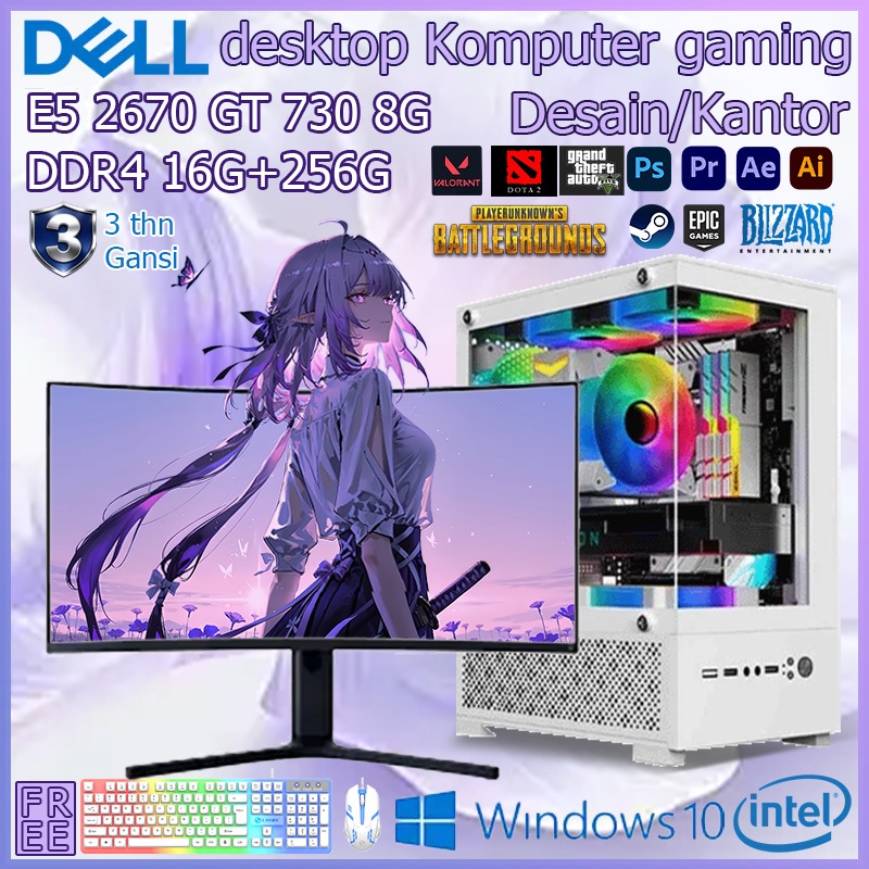 DELL PC Gaming Full set Paket Hemat Budget Friendly PC Lengkap Siap Pakai Ram 16GB Gaming Desain Edi