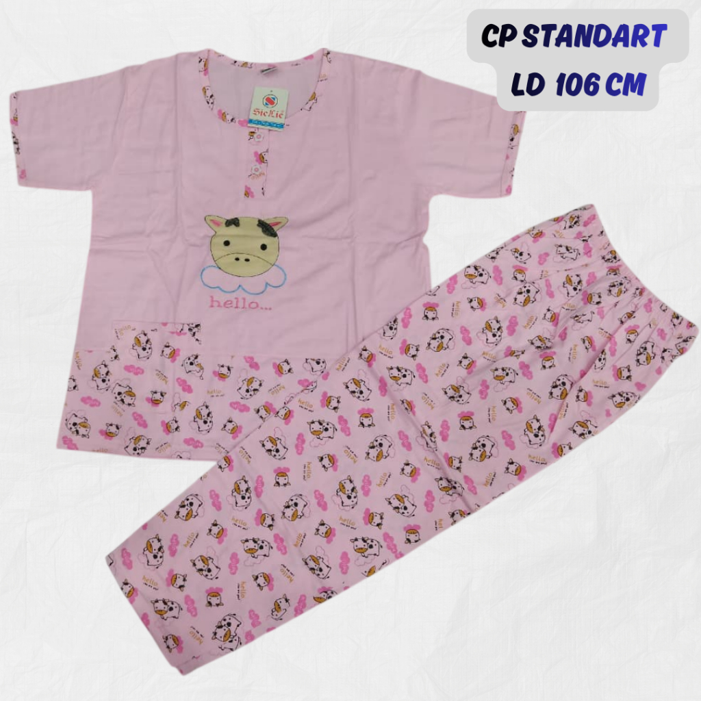 SIE LIE | Setelan Baju Tidur Cewek Kaos Celana Panjang Motif Hewan Polos Size L LD 106cm Kekinian | 