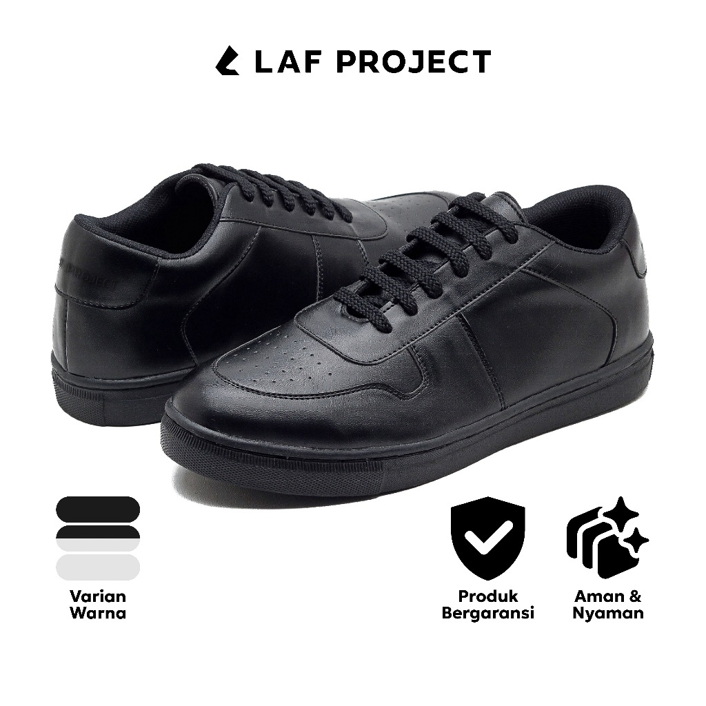 Sepatu Sneakers Pria Tali Casual Kasual Hitam Full Black Air Adam LAF Project