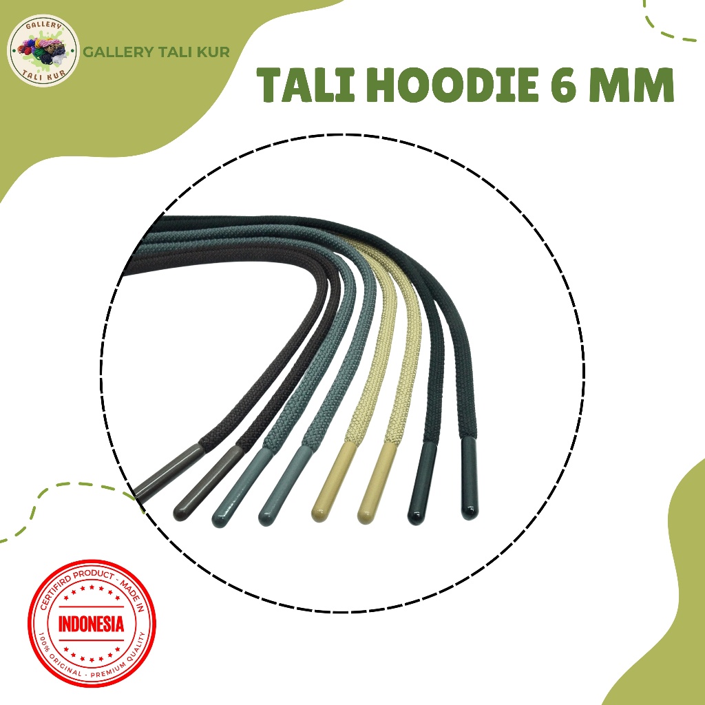 Tali Hoodie Jaket Bulat 6 mm | Tali Celana Bulat Ujung Metalik D32