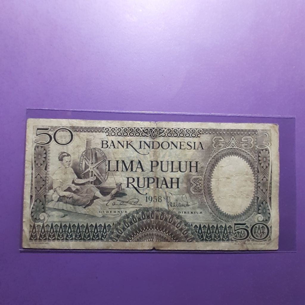 uang kuno 50 rupiah pekerja 1958
