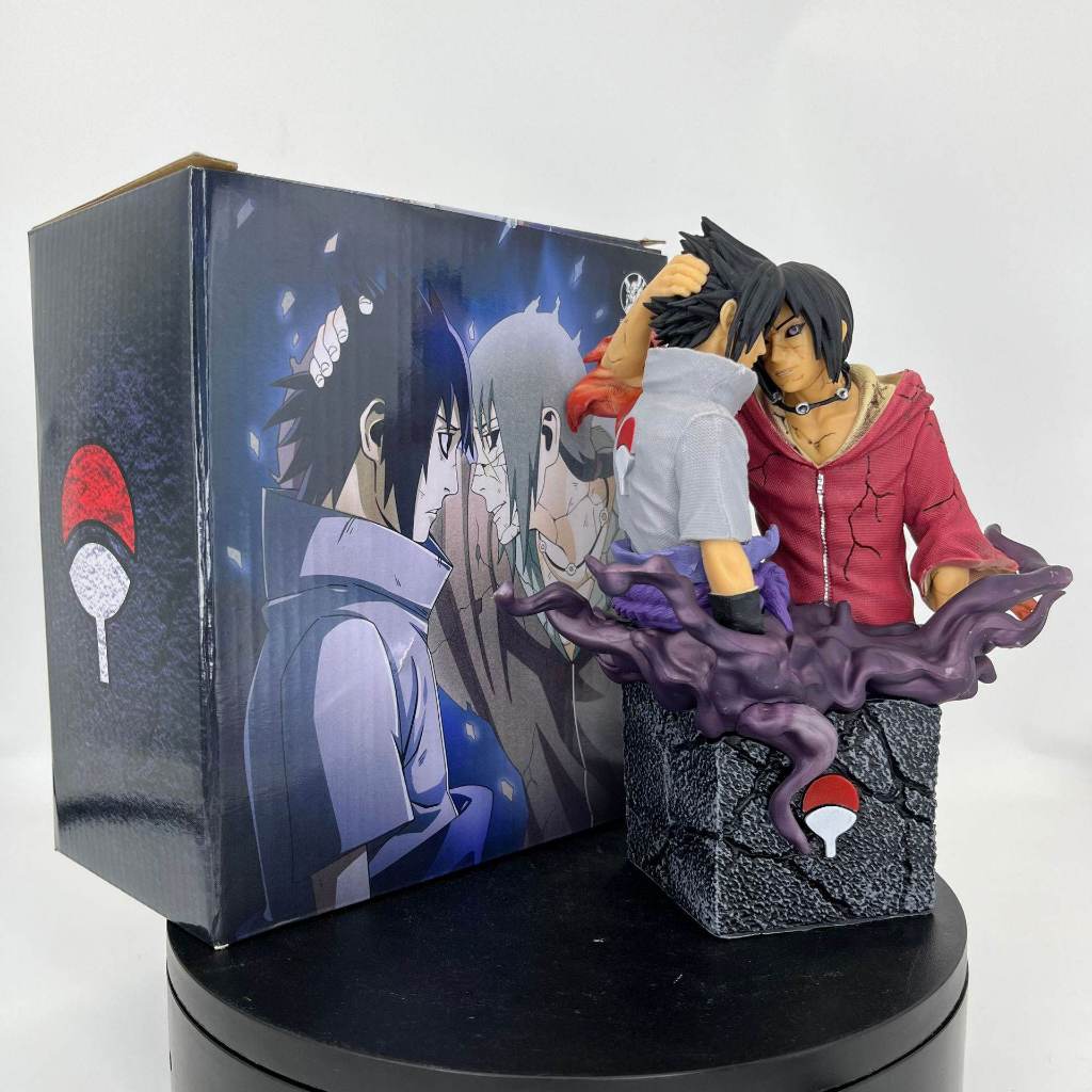 Naruto Shippuden Figur Set PVC Ornamen Mainan Model Adegan Beku Setengah Tubuh untuk Sasuke Itachi B