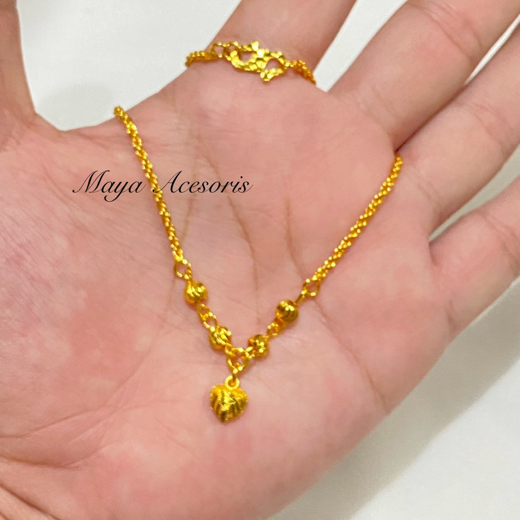 Kalung Titanium Tambang Love Lapis Emas