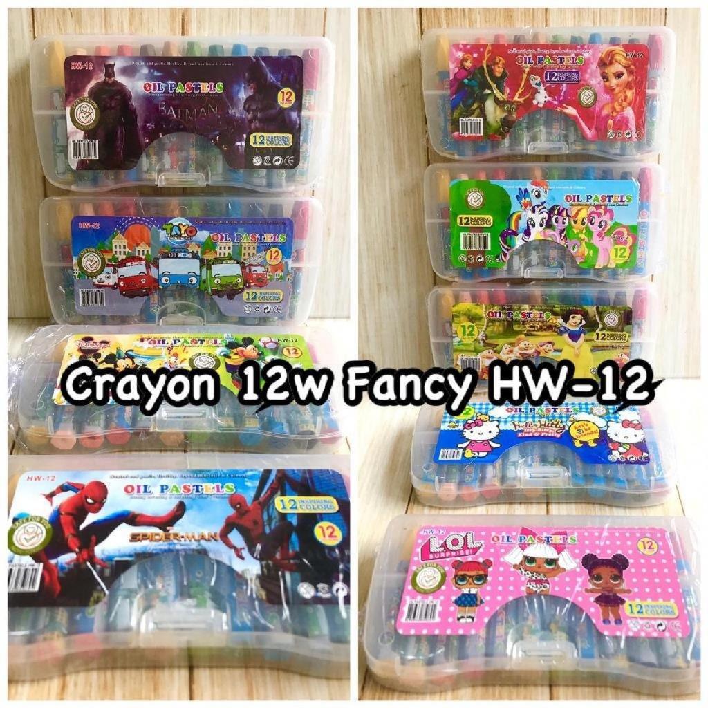 Crayon Mini 12 Warna / Krayon Set Kecil Anak / Oil Pastel Fancy HW-12