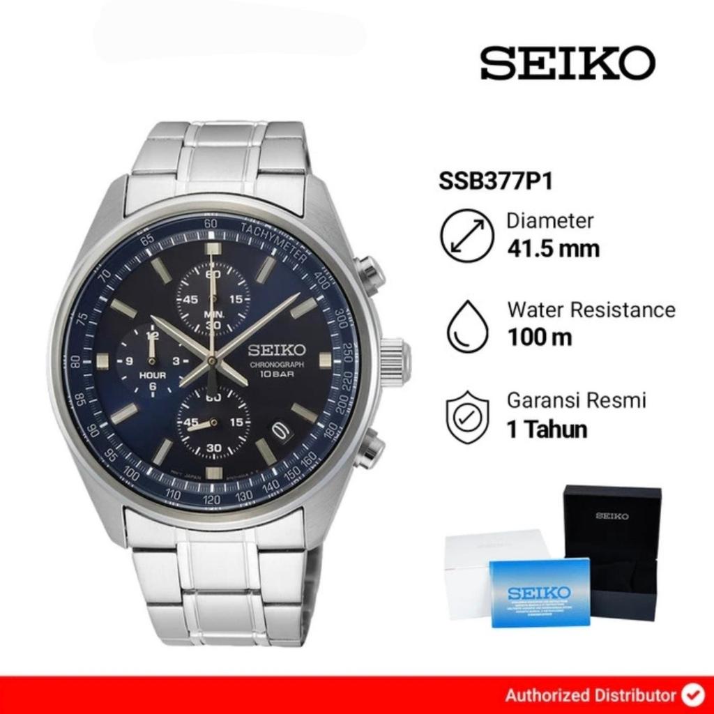 Jam Tangan Analog Pria SEIKO Chronograph SSB377P1 Original Garansi Resmi