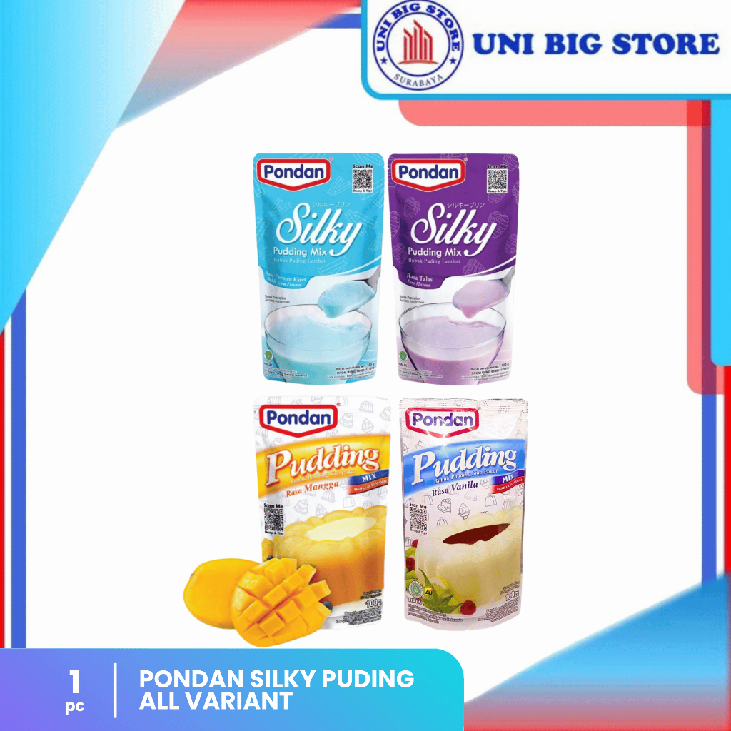 Pondan SIlky Puding Rasa Bubble Gum Taro Puding Rasa Mangga Vanilla Puding Cokelat dan Vla Vanilla 1