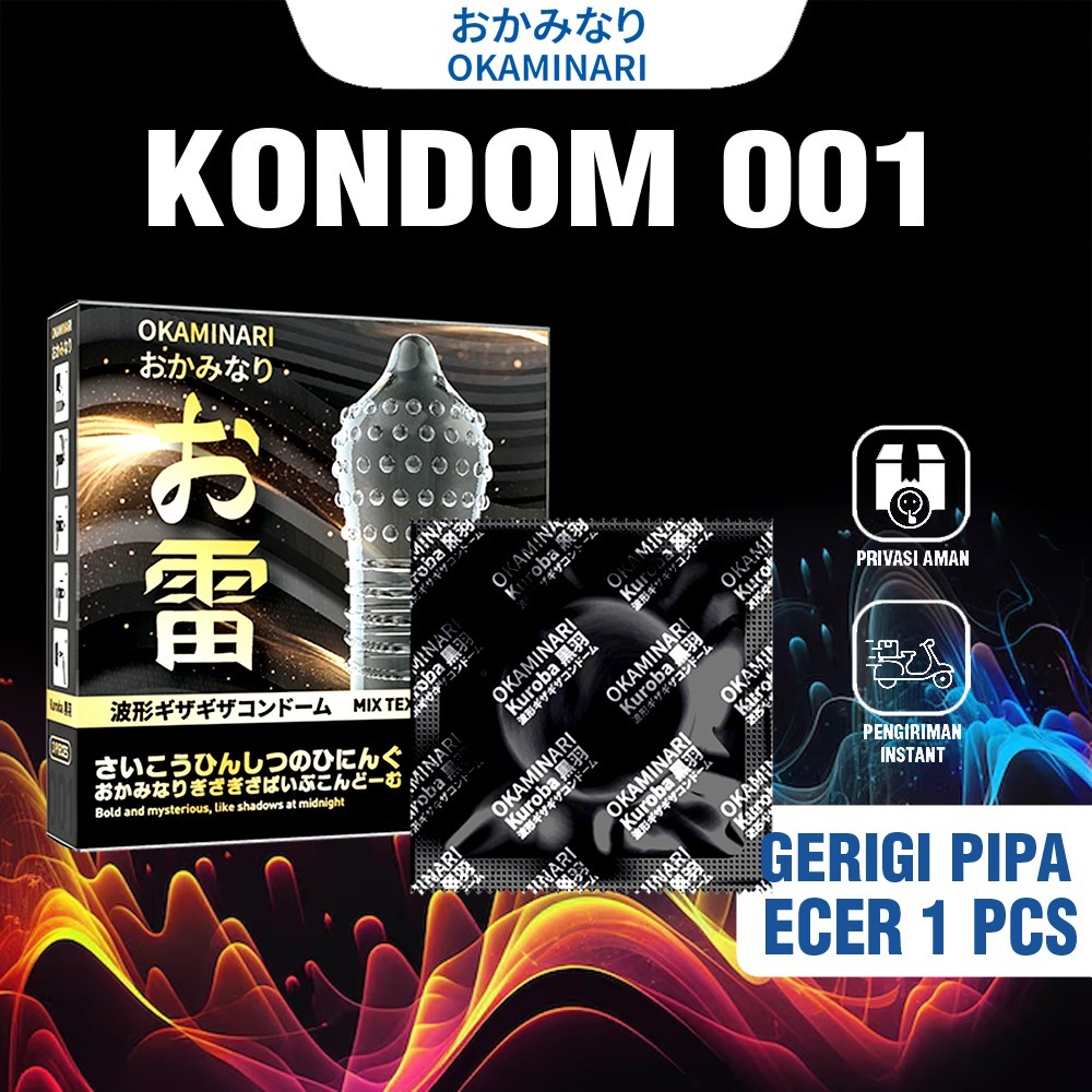 Okaminari Hitam Kondom 001 Tipis Bergerigi Varian Terlengkap Dotted Original Bisa