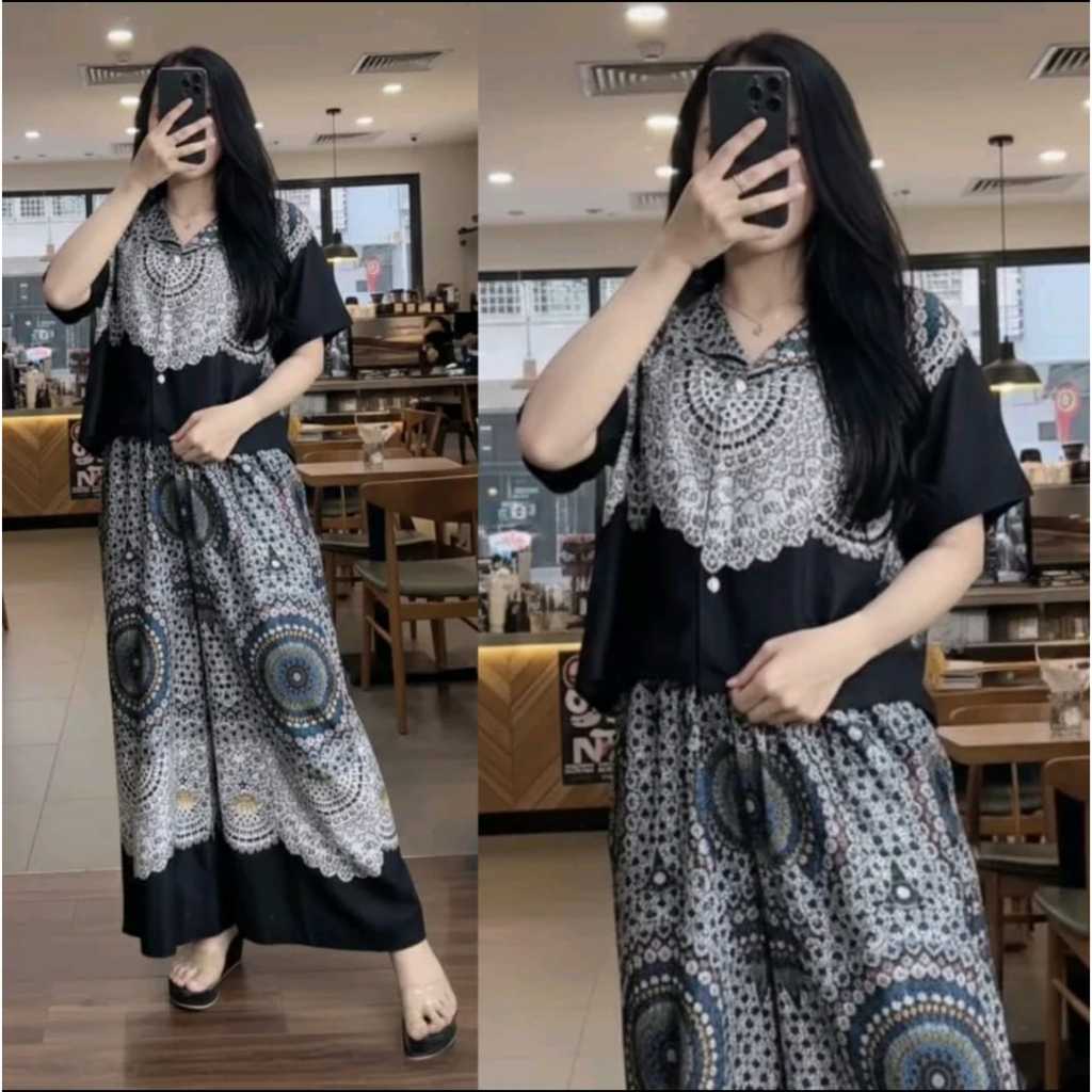 Set Rok Crop Top Model Korean Style Elegan // OneSet Batwing Crop Kancing Cotton Kekinian Termurah