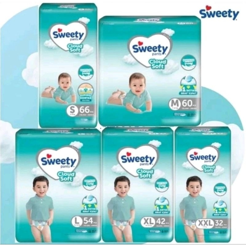 Pampers Sweety Silver Comfort Jumbo S66/M60/L54/XL42/XXL32