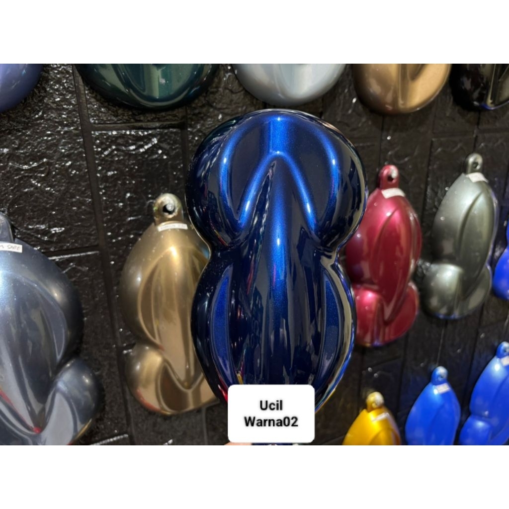 cat moonlight blue pu + free dasaran hitam solid bahan pu