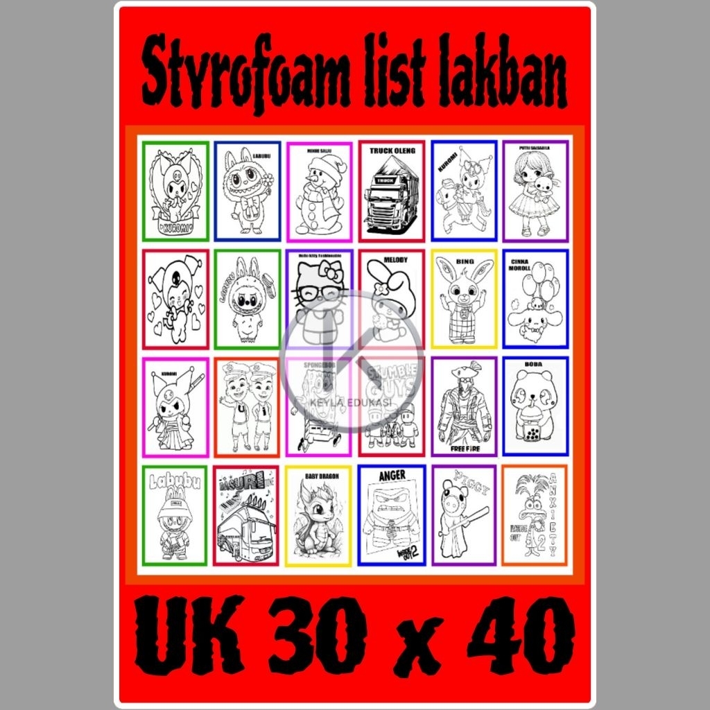 Styrofoam lukis list lakban UK 30 x 40  isi 100 pcs