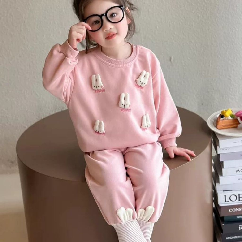 (COD) 4-8 Tahun Setelan Sweter Boneka Timbul//Baju Anak Perempuan// Kado Ulang Tahun