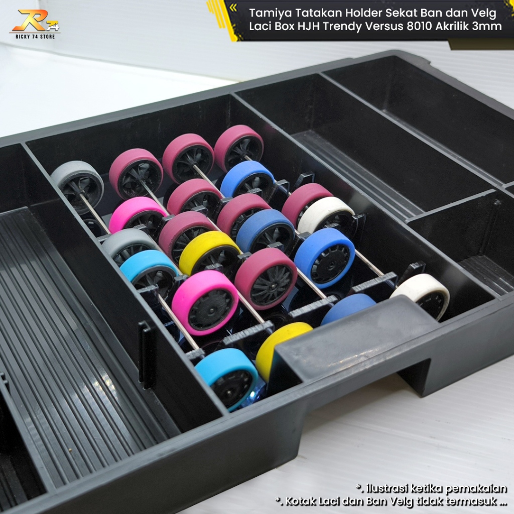 Sekat Rak Tatakan Holder Ban Velg Tamiya Akrilik Laci Box HJH Trendy Versus 8010