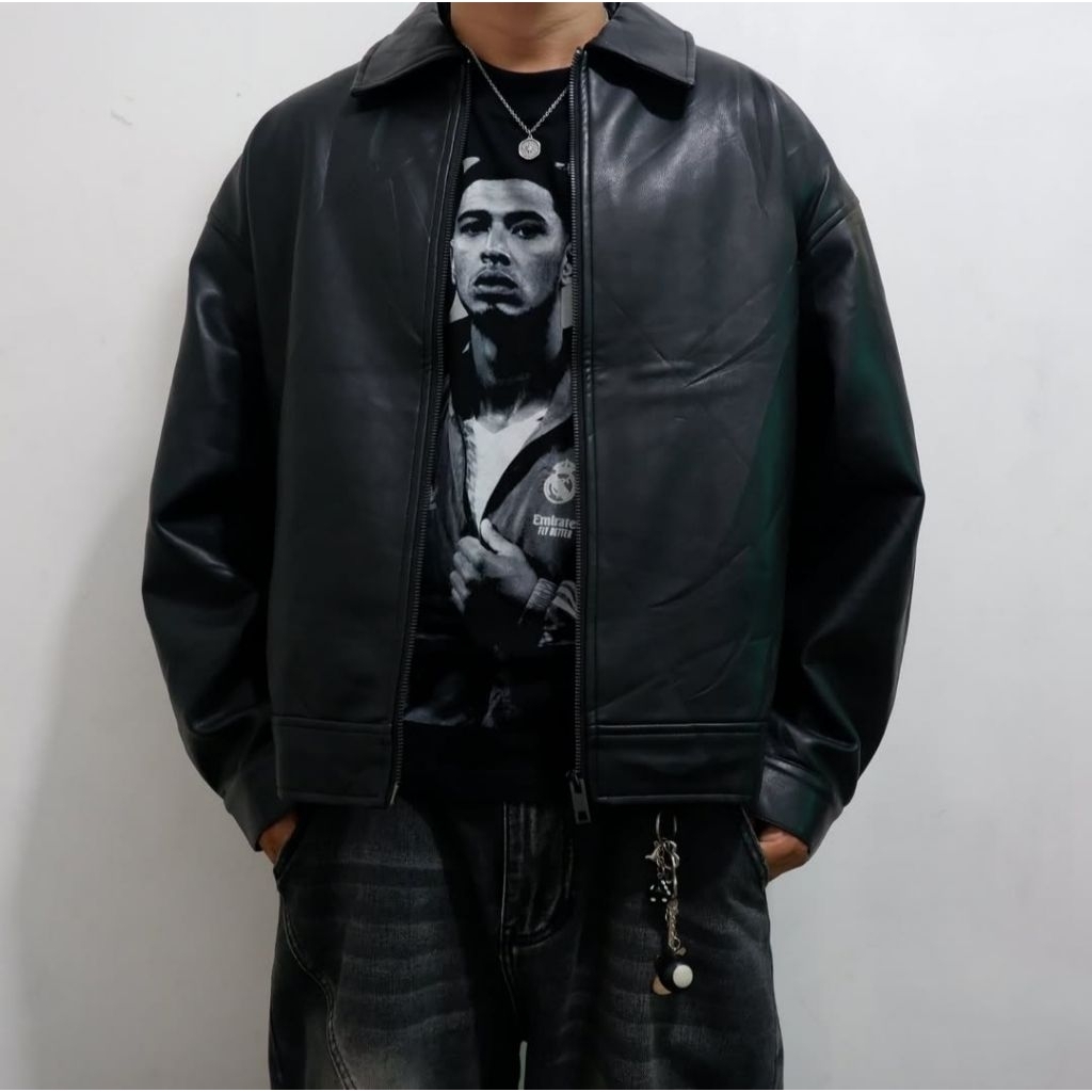 Lafudge Store Faux Leather Jacket (Double Zipper)