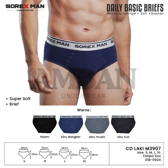Sorex M3907 Celana Dalam Boxer Pria Dewasa Katun Adem S M L XL Boxer Cowok Murah Ecer 1 Pcs COD