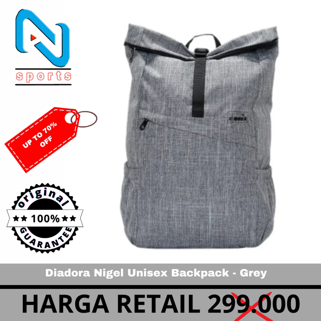 Tas Diadora Nigel Unisex Backpack - Grey Original 100%