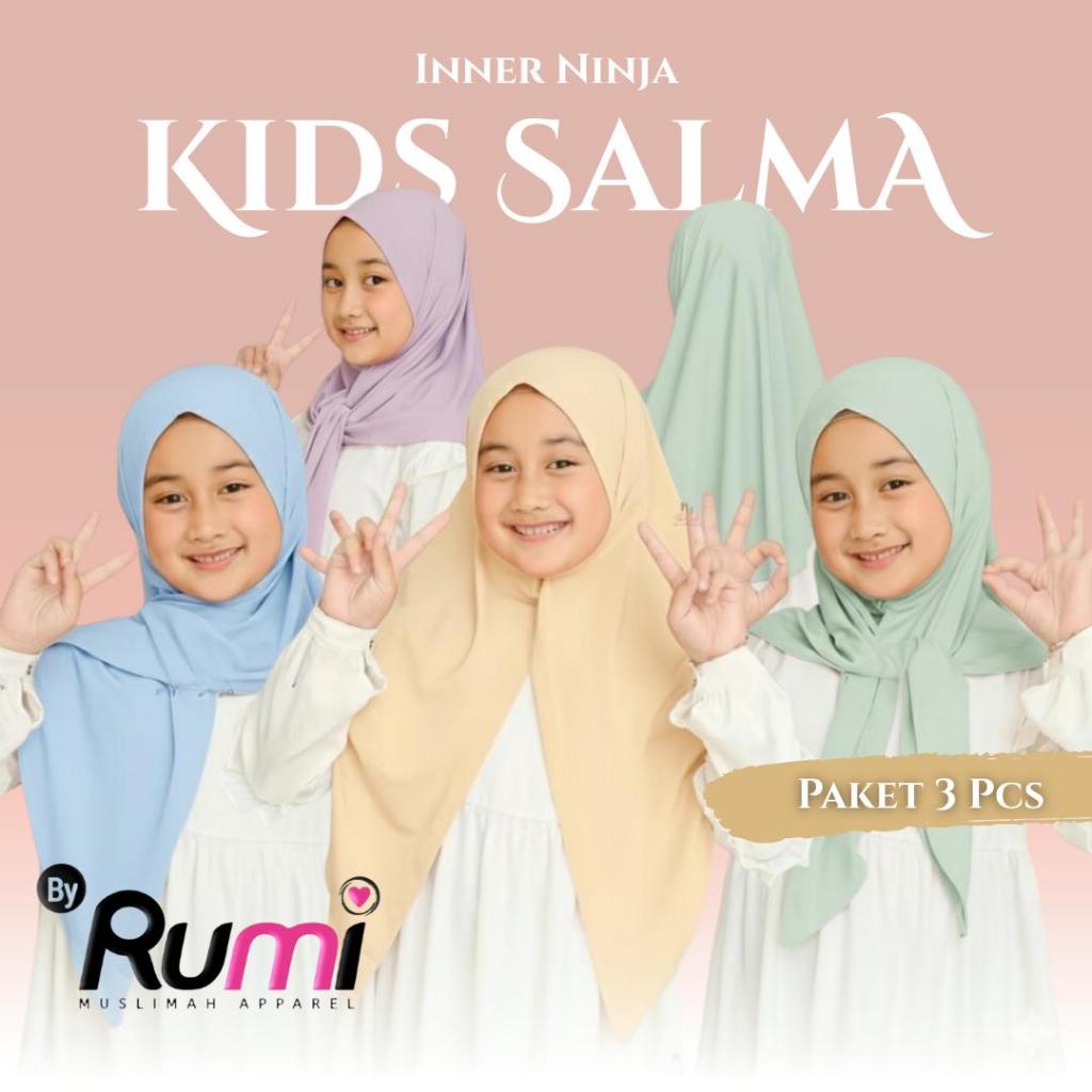 [Paket 3 Pcs] Jilbab Kids Salma Segitiga Instan Jersey Malay Anak Usia (3-7 th) Hijab Oval Simpel Ba