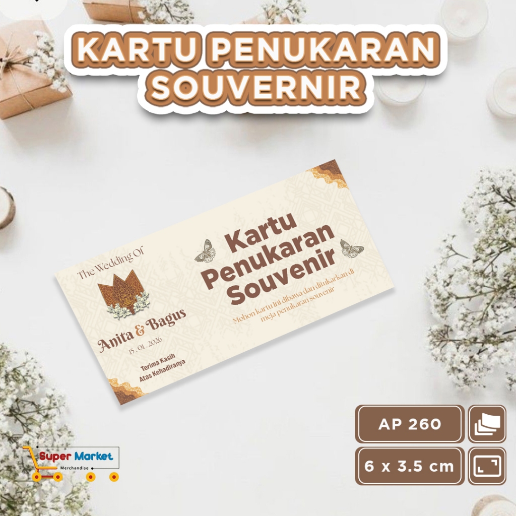 Cetak Kupon Souvenir Pernikahan / Kupon Penukaran Souvenir Pernikahan / Tiket Penukaran Souvenir