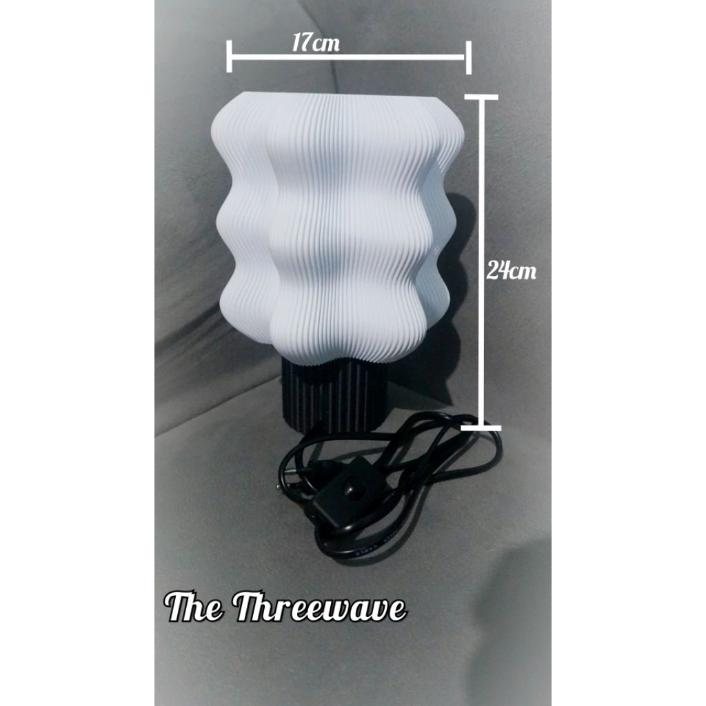 The Threewave lampu 3D hias duduk meja estetik modern minimalis, lampu kamar, lampu ruang tamu, deko