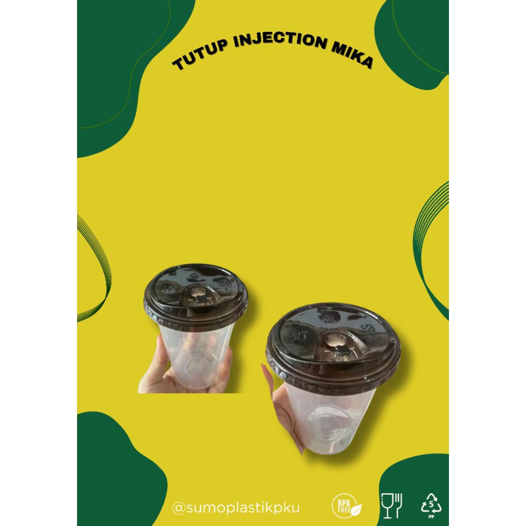 Cup Injection Tutup Black Sprout /Gelas Injection tutup strawless hitam