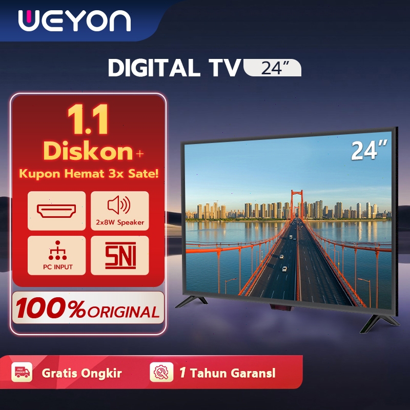 WEYON TV LED 24 32 Inch Digital TV DVB-T2 Full HD Slim Bezel - Garansi Resmi 1 Tahun Bisa COD