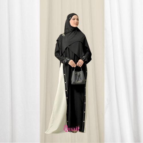 Quail Hijab - Edlina Dress | Gamis Jumbo Kombinasi Warna | Outfit Umroh