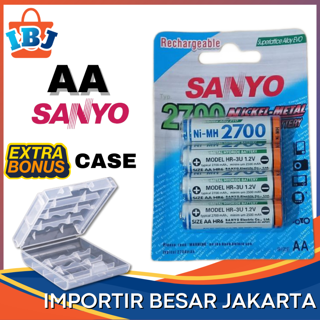 HEMAT! Baterai AA Sanyo Isi4 Rechargeable Cas Charger Charge Recharge Tamiya Murah Sony Sanyo Batre 