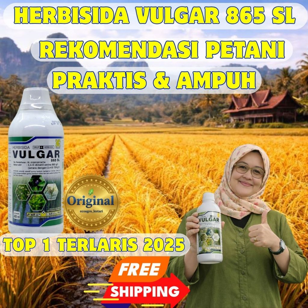 Racun Rumput Paling Ampuh Obat Rumput VULGAR Herbisida 1 Liter, Pestisida Nabati Untuk Padi, Herbisi