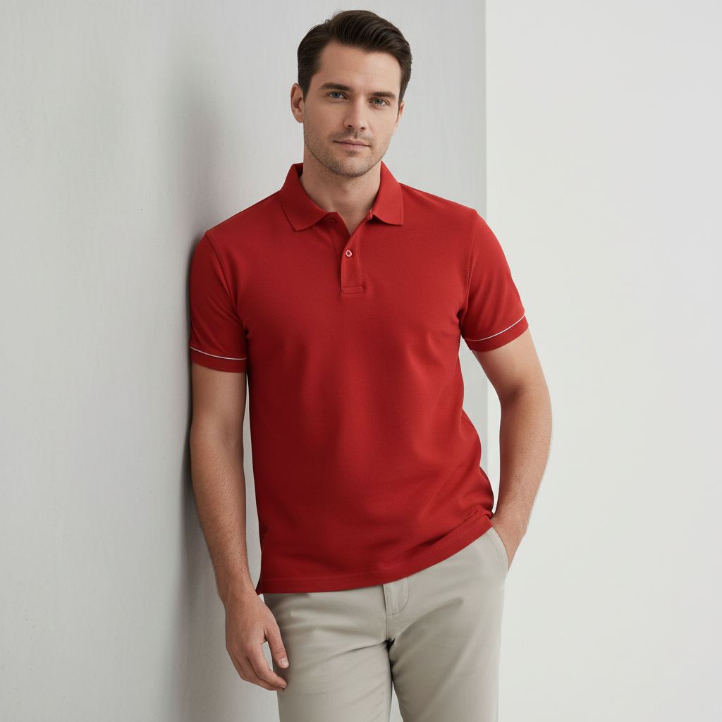 Kaos Polo Premium Warna Merah Bata Lengan Pendek Pria / Wanita - Bahan Lacostle CVC
