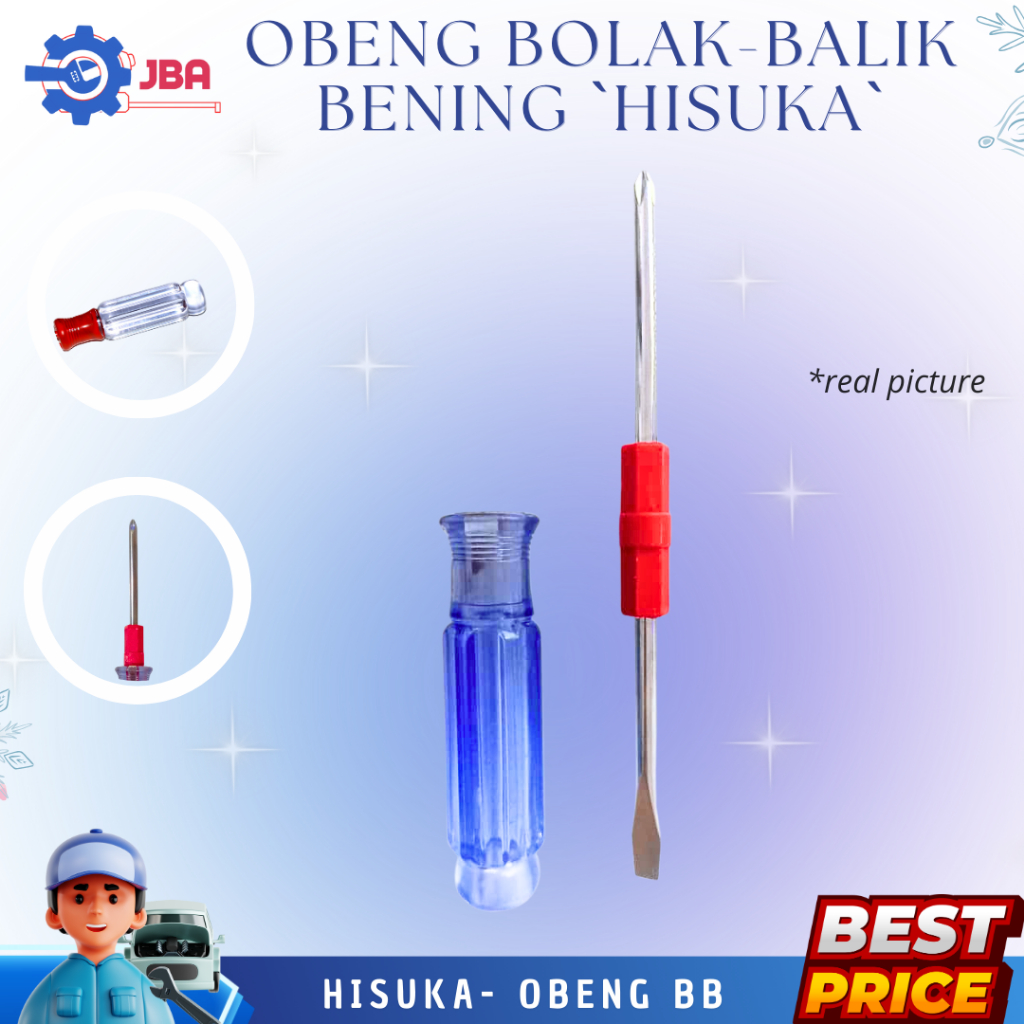 Obeng Bolak Balik Transparan Plus Minus / Obeng bolak balik bening
