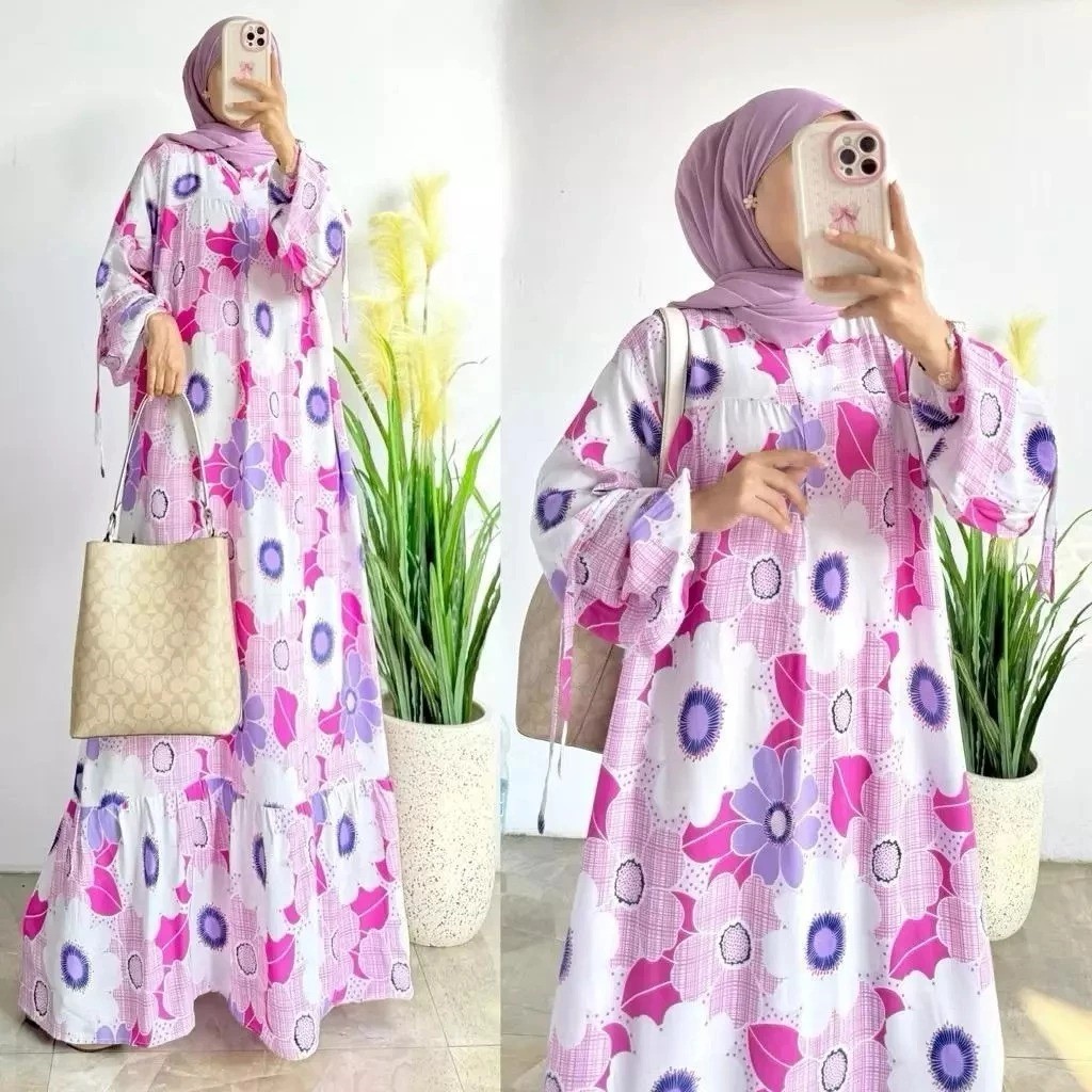 LILY GAMIS BUNGA RAYON LD 110 120 130 STANDAR DAN JUMBO // GAMIS WANITA SELETING BUSUI // GAMIS MOTI