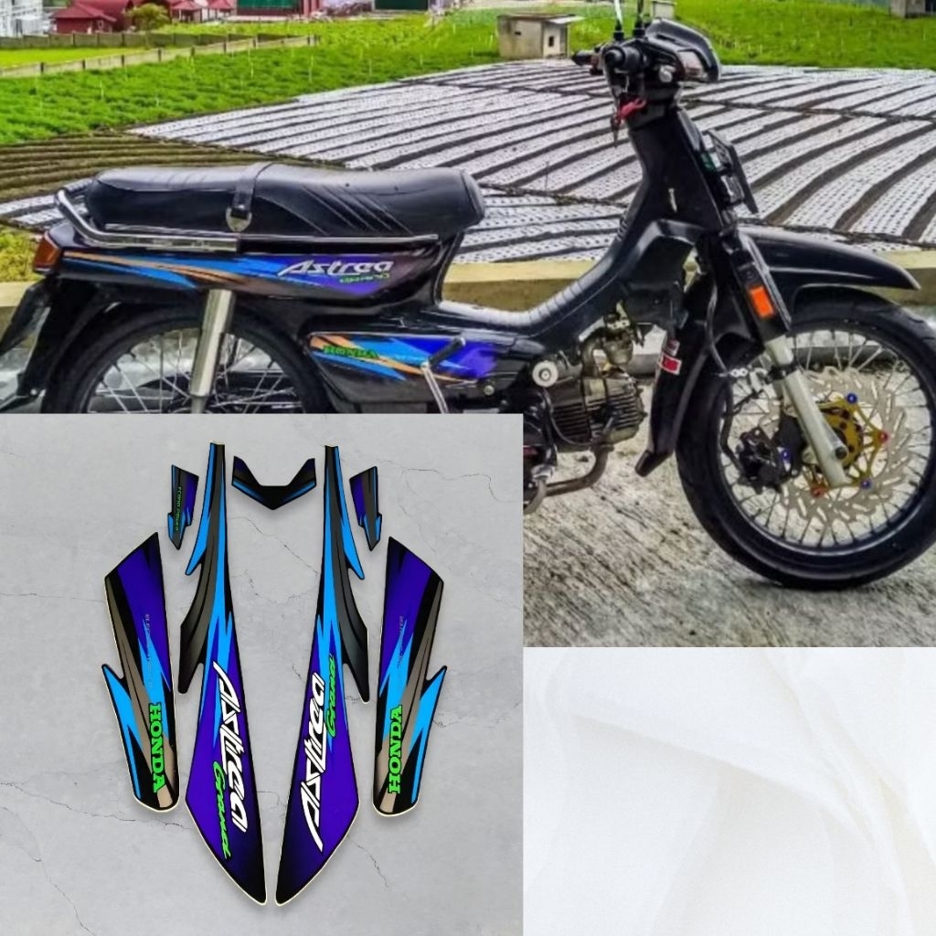 Stiker Striping Lis Body Motor Astrea Grand 97 Biru