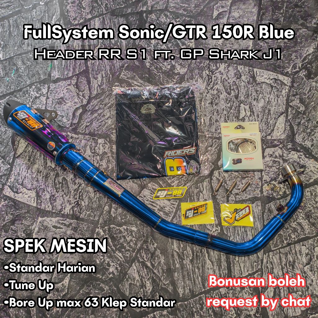 FULLSYSTEM SJ-88 Racing Bluemoon SONIC GTR 150R WAJIB UNDERBONE Fullset SJ88 Racing Exhaust Ngacung 