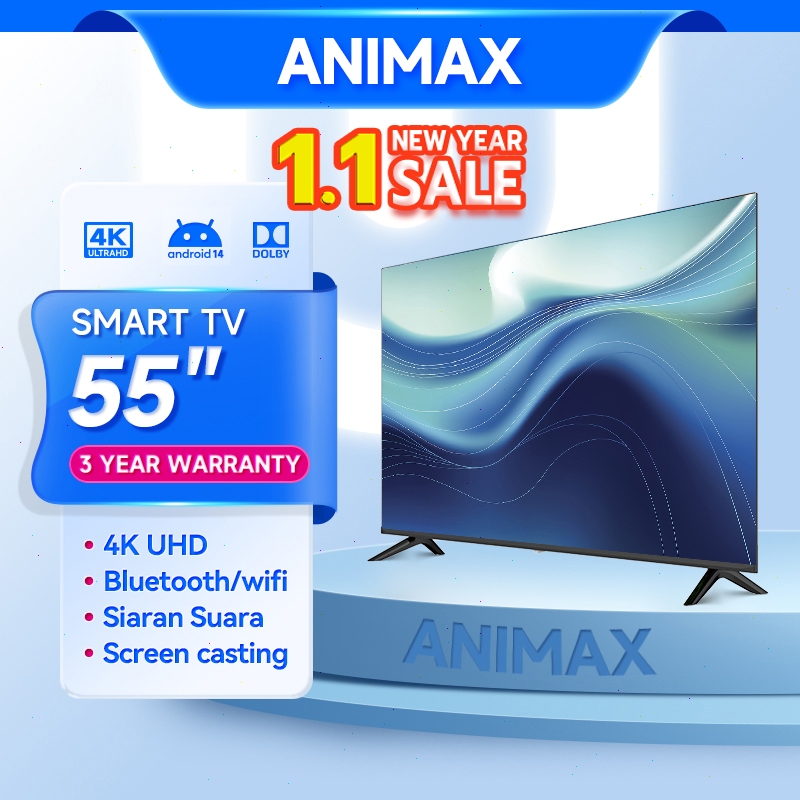 Animax Smart TV LED 50/55/65 Inch TV Android 14.0 4K UHD FHD TV Digital 50 Inch  55 inch 65 inch And