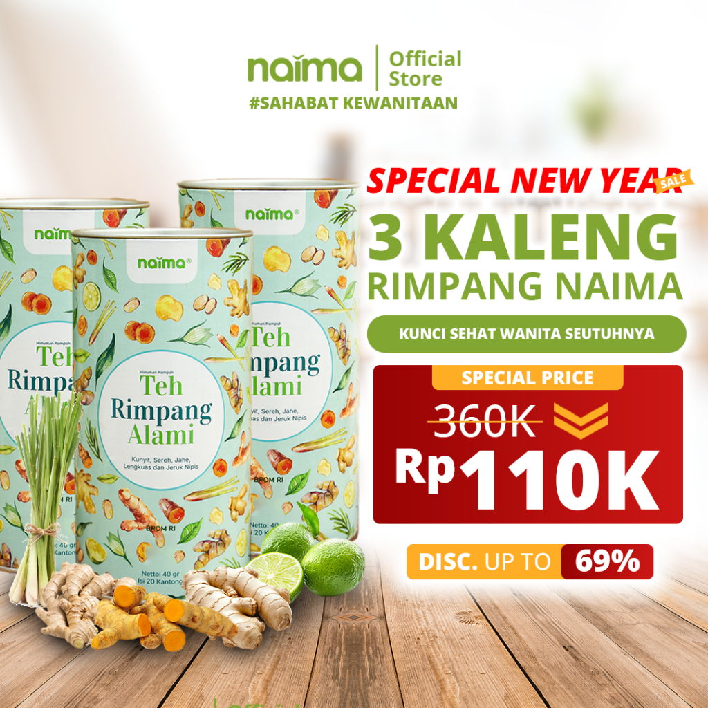 Teh Rimpang Naima - 3 Kaleng - Minuman Teh Rimpang Alami 100% Original ala Dr. Zaidul Akbar - Halal 