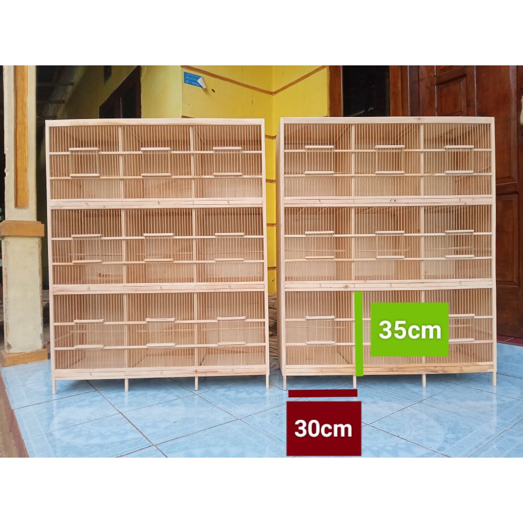 Kerangka sangkar Ombyokan Ambrukan tanpa ruji dan triplek ukuran 30x30x35 isi 12 pintu