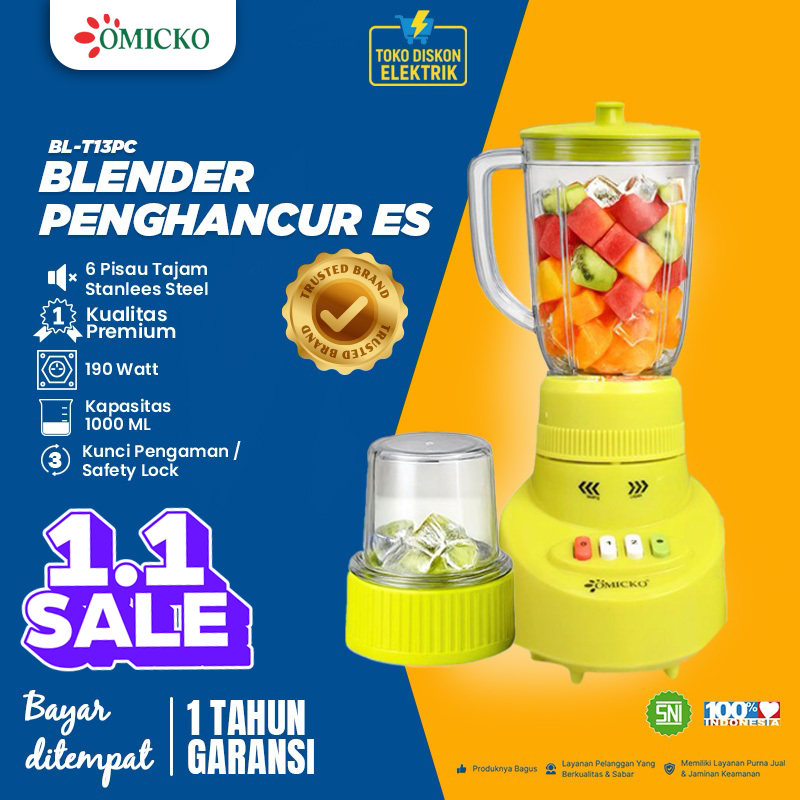 Blender 6 Pisau Stainless 190W OMICKO — Blender Serbaguna Jus & Smoothie | Blender Bagus Original