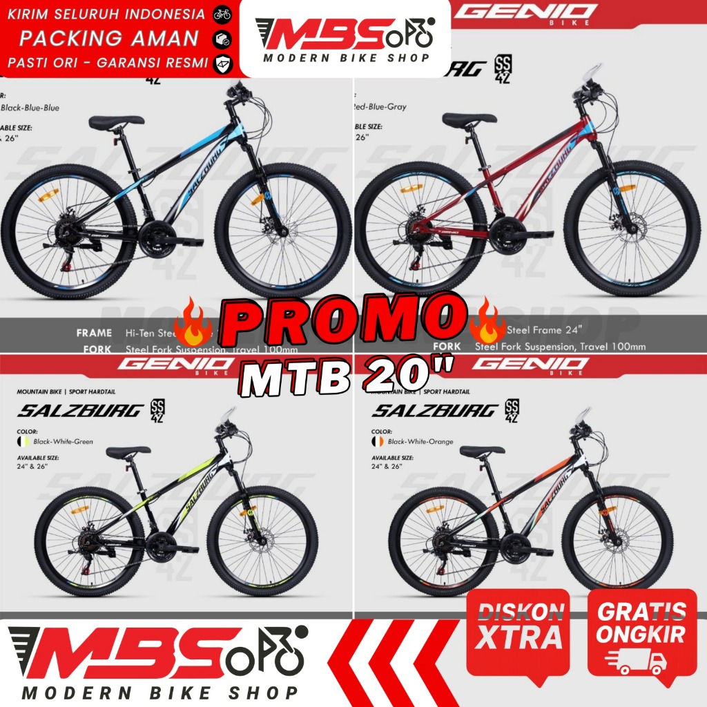 UNITED GENIO SALZBURG SS 42 Sepeda Gunung MTB 20” – 24 Speed, Rem Cakram Mekanik, Frame Steel Dewasa